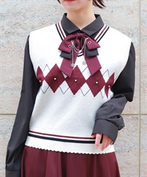 パール付アーガイルベスト【予約】(生成り-F)