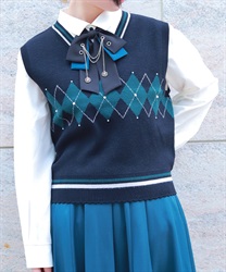 パール付アーガイルベスト【予約】(黒-F)