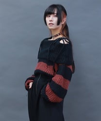 ボーダーオフショルニットプルオーバー