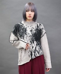 ダメージニットプルオーバー(グレー-M)