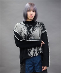 ダメージニットプルオーバー(黒-M)