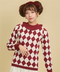 ダイヤ柄ニットプルオーバー | レディース服・レディース ダイヤ柄ニットプルオーバー | レディース服・レディース