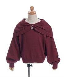 リボンモチーフニット(ワイン-120cm)