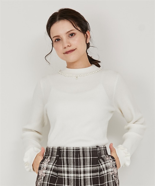 パールネックレス風リブニット | outlet | axes femme online shop パールネックレス風リブニット | outlet | axes femme online shop