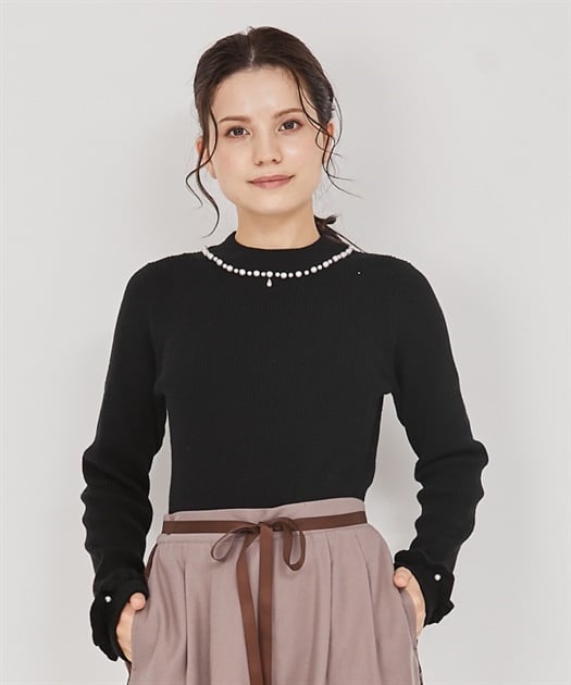 パールネックレス風リブニット | outlet | axes femme online shop