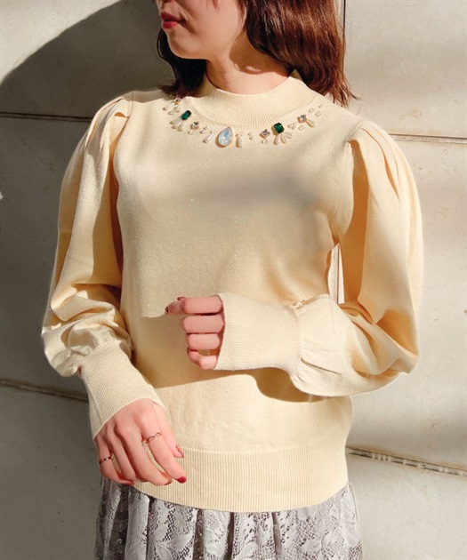 ビジューラメニットプルオーバー | outlet | axes femme online shop ビジューラメニットプルオーバー | outlet | axes femme online shop