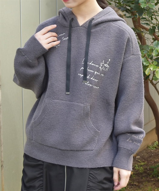 ランダム刺繍ニットフーディー | outlet | axes femme online shop ランダム刺繍ニットフーディー | outlet | axes femme online shop