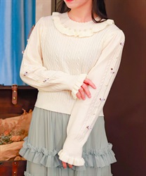 バラモチーフ×ケーブルニット(白-F)