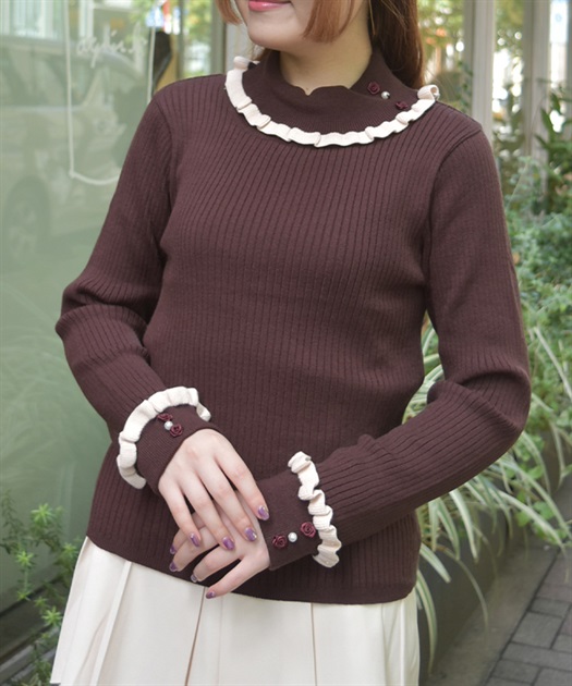 専用♡ バイカラーフリルローズニット | axes femme | axes femme online shop