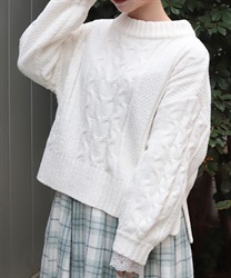 編み上げモールヤーンニット【WEB先行販売】(白-F)