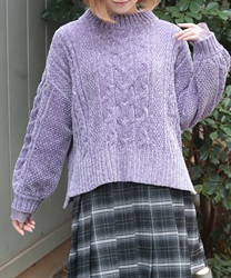 編み上げモールヤーンニット【WEB先行販売】(パープル-F)