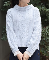 編み上げモールヤーンニット【WEB先行販売】(サックス-F)