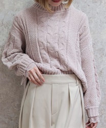 編み上げモールヤーンニット【WEB先行販売】(ピンク-F)