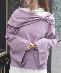 ドレープリボンフレア袖ニット