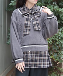 ケーブルチルデンニットプルオーバー(チャコール-F)