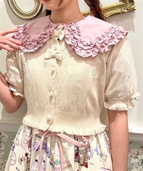 ハート柄透かし半袖ニットカーディガン | レディース服 ハート柄透かし半袖ニットカーディガン | レディース服