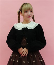 ハート柄透かしニットカーデ【ランク限定Web先行販売】(黒-M)