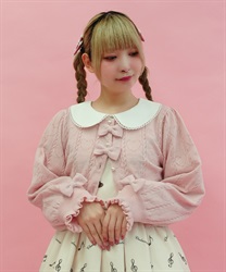 ハート柄透かしニットカーデ【ランク限定Web先行販売】(ピンク-M)