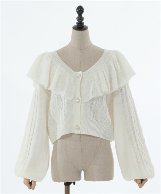 フリル襟ショートニットカーデ | kawaii | axes femme online shop フリル襟ショートニットカーデ | kawaii | axes femme online shop