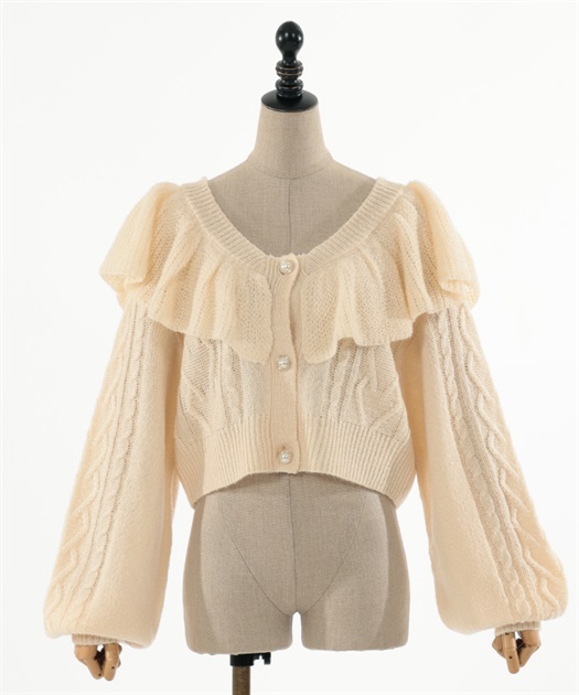 フリル襟ショートニットカーデ | kawaii | axes femme online shop フリル襟ショートニットカーデ | kawaii | axes femme online shop