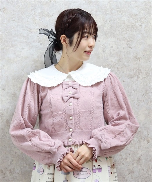 axes femme（アクシーズファム）の「バラ刺繍編み上げオフ