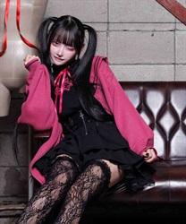 ダメージセーラーニットカーディガン(ピンク-M)