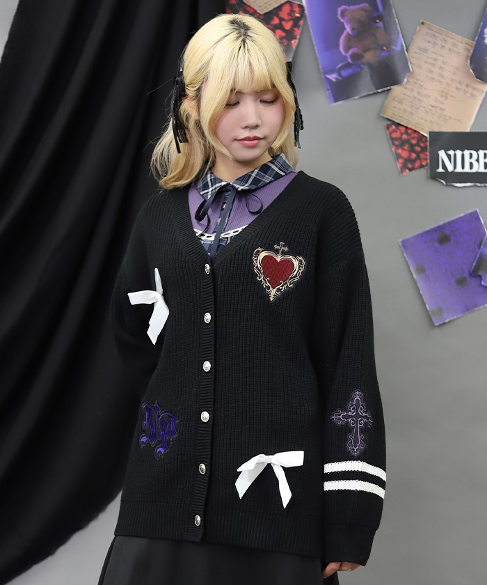 刺繍ワッペンスクールカーディガン【期間限定価格】【2点10％・3点15