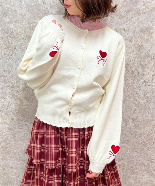 ハートリボン刺繍ニットカーディガン | outlet | axes femme ハートリボン刺繍ニットカーディガン | outlet | axes femme