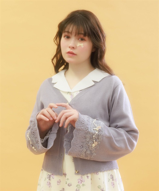 巻きバラフレア袖ニットカーディガン | レディース服 巻きバラフレア袖ニットカーディガン | レディース服