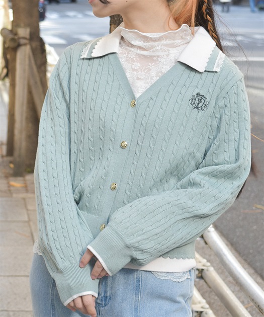 バイカラーニットポロカーディガン | axes femme online shop