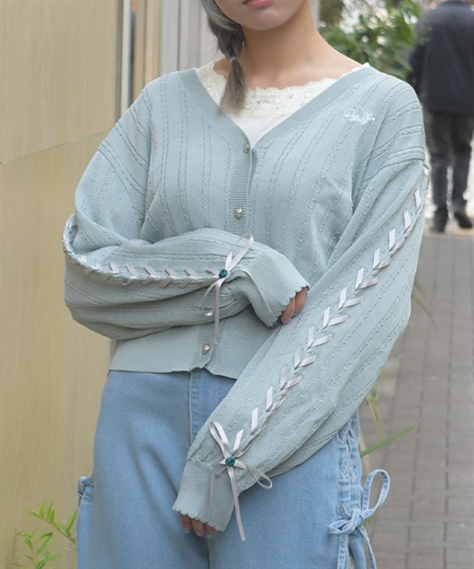 ＵＶカット編み上げニットカーディガン