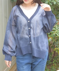 ＵＶカットラメシアーカーディガン【予約】(紺-F)
