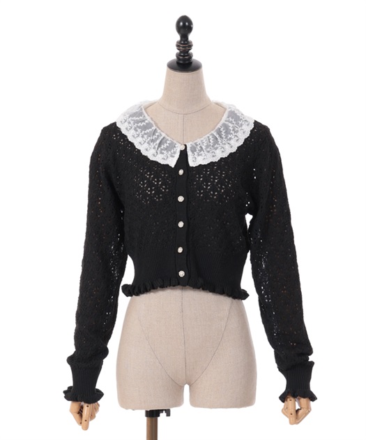 レースフリル襟ニットカーディガン | outlet | axes femme レースフリル襟ニットカーディガン | outlet | axes femme