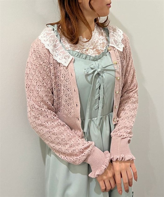 レースフリル襟ニットカーディガン | outlet | axes femme レースフリル襟ニットカーディガン | outlet | axes femme