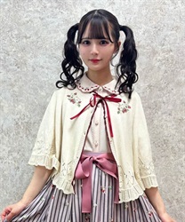 ストロベリー刺繍ニットケープ(生成り-M)