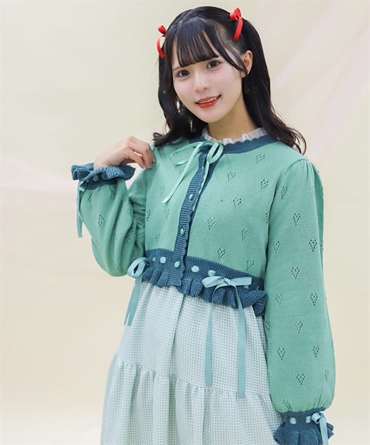 ハート透かし編みニットカーディガン | レディース服 ハート透かし編みニットカーディガン | レディース服
