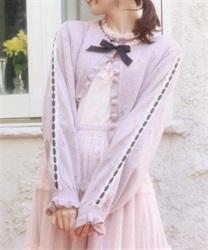 フリルラメニットボレロ【2点10%OFF対象商品】(ピンク-M)