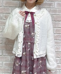 ラメシャギーフリルニットカーディガン(生成り-M)