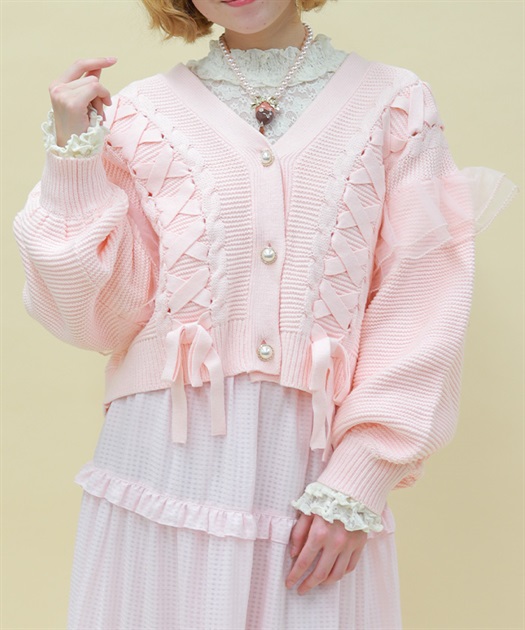 編み上げ×チュールフリルカーディガン | axes femme online shop