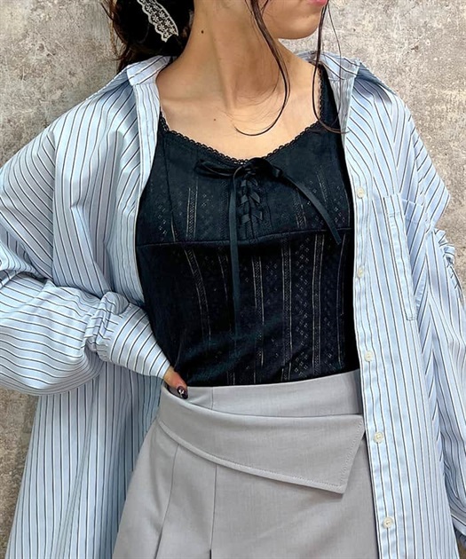 レースアップデザインタンク | outlet | axes femme online shop レースアップデザインタンク | outlet | axes femme online shop