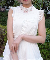 ローズ×リボン装飾切替タンク【POE】(白-M)