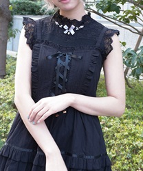 ローズ×リボン装飾切替タンク【POE】(黒-M)