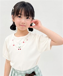 kidsネックレス風リボンプルオーバー(生成り-120cm)
