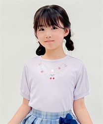 kidsネックレス風リボンプルオーバー(ラベンダー-120cm)