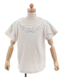 リボン刺繍Ｔシャツ(白-120cm)