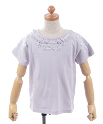 リボン刺繍Ｔシャツ(ラベンダー-120cm)