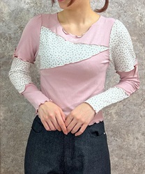 切り替えメローカットソー【期間限定価格】(ピンク-M)