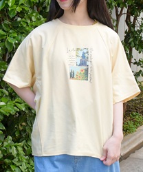 吸水速乾プリントドルマンＴシャツ(イエロー-F)