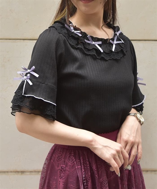 リボン×レース×フリルプルオーバー | axes femme | axes femme リボン×レース×フリルプルオーバー | axes femme | axes femme