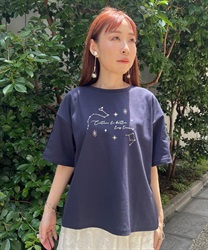 星空プリント吸水速乾Ｔシャツ(紺-F)